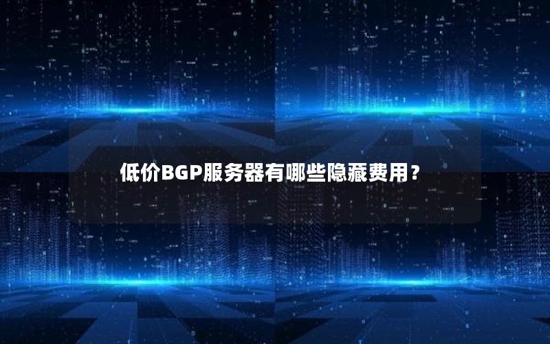 低价BGP服务器有哪些隐藏费用？