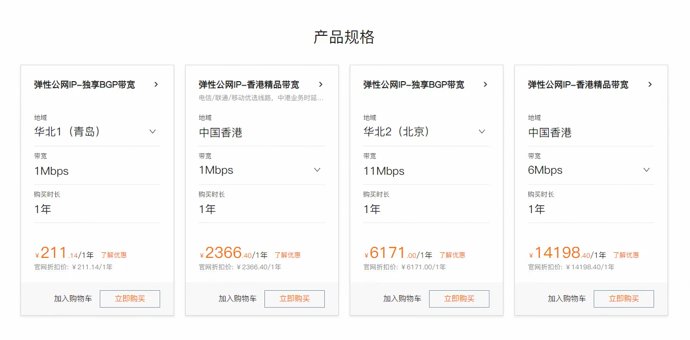 2025阿里云弹性公网IP最新收费标准