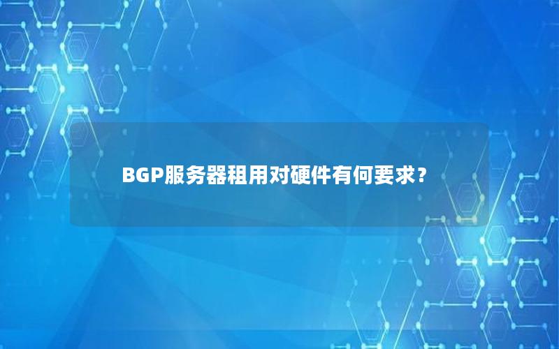 BGP服务器租用对硬件有何要求？