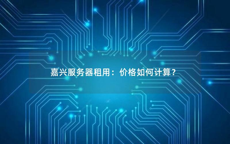 嘉兴服务器租用：价格如何计算？