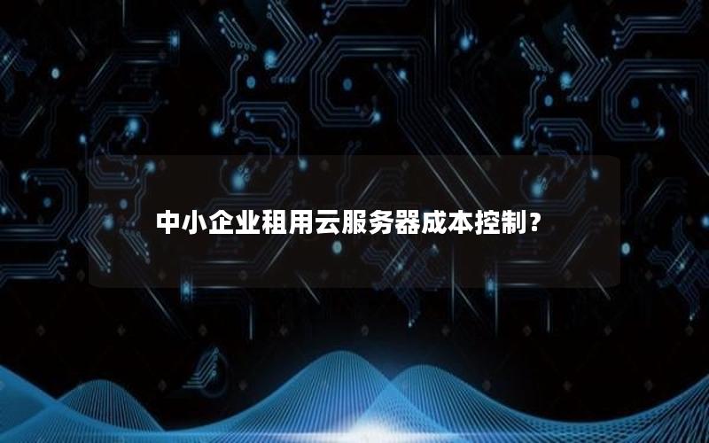 中小企业租用云服务器成本控制？