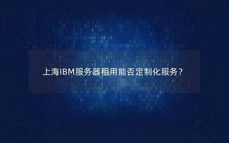 上海IBM服务器租用能否定制化服务？