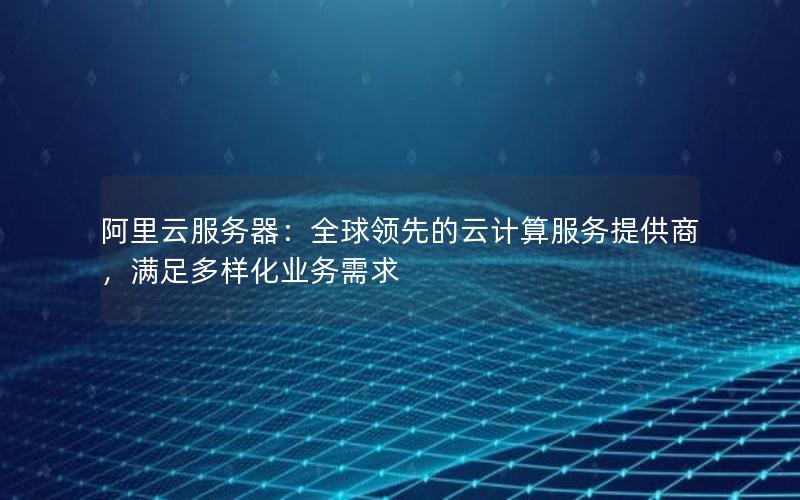 阿里云服务器：全球领先的云计算服务提供商，满足多样化业务需求