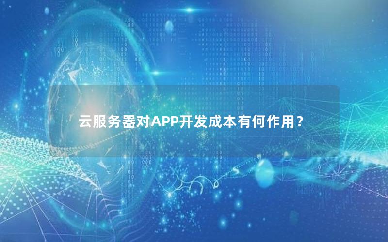 云服务器对APP开发成本有何作用？