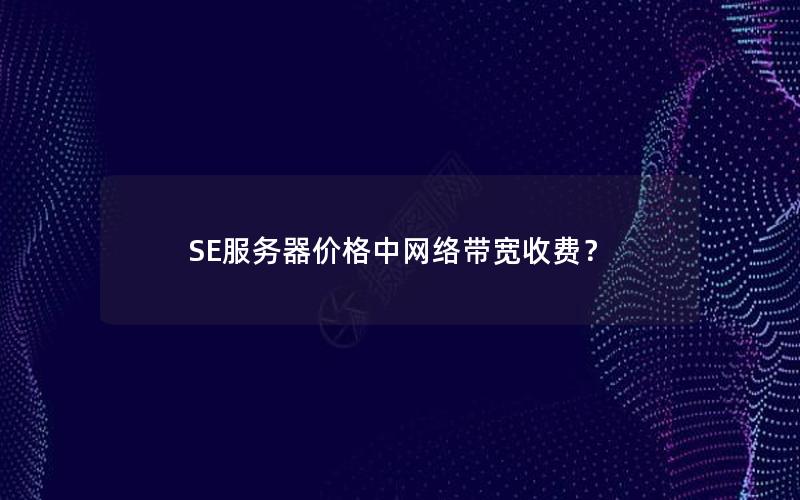 SE服务器价格中网络带宽收费？