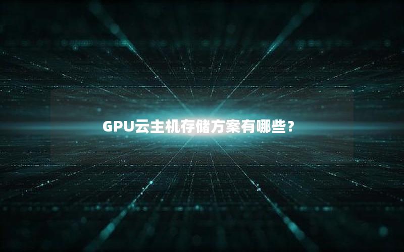 GPU云主机存储方案有哪些？