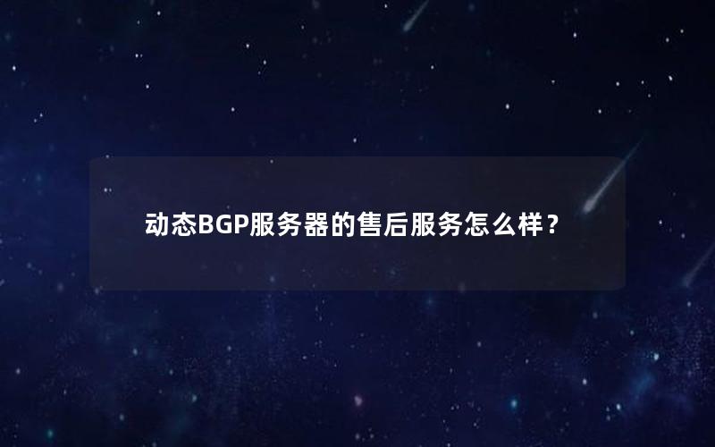 动态BGP服务器的售后服务怎么样？