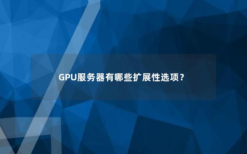 GPU服务器有哪些扩展性选项？