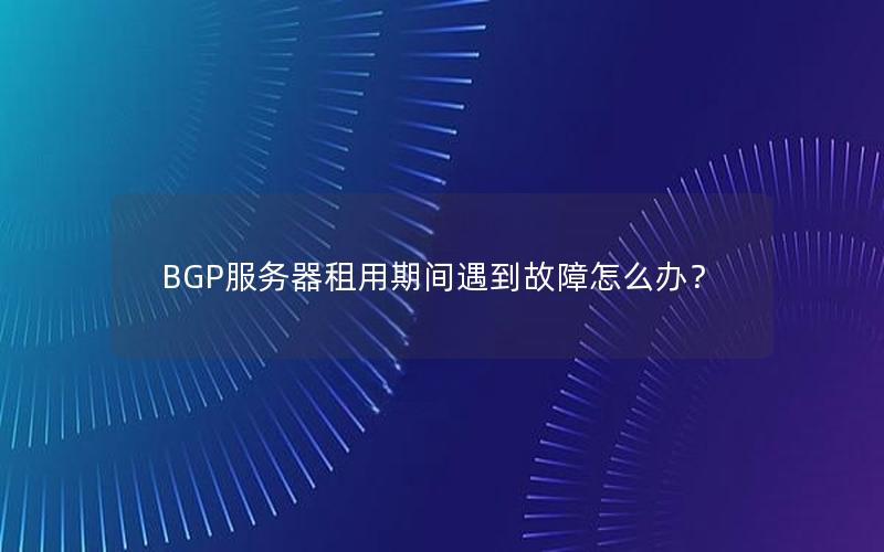 BGP服务器租用期间遇到故障怎么办？