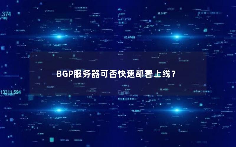 BGP服务器可否快速部署上线？