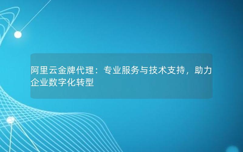 阿里云金牌代理：专业服务与技术支持，助力企业数字化转型