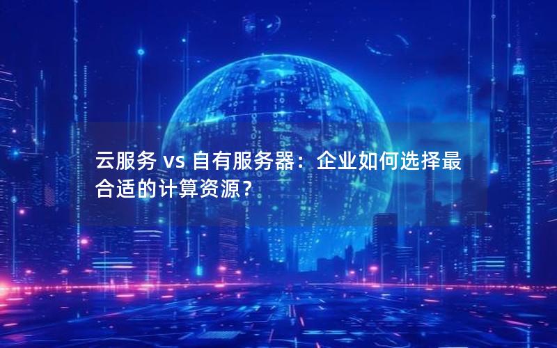 云服务 vs 自有服务器：企业如何选择最合适的计算资源？