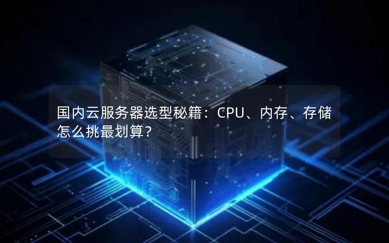 国内云服务器选型秘籍：CPU、内存、存储怎么挑最划算？