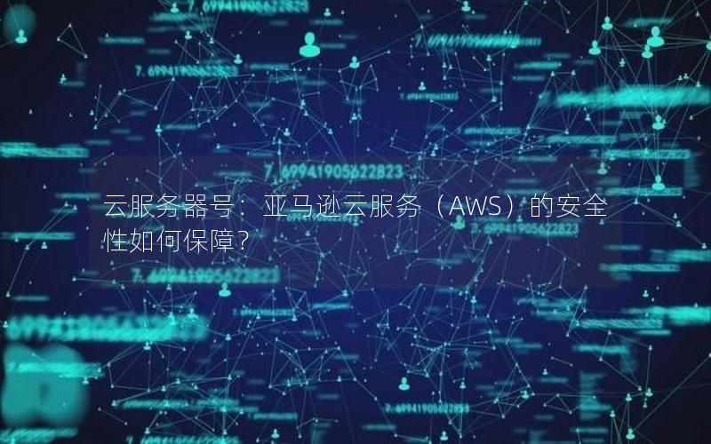 云服务器号：亚马逊云服务（AWS）的安全性如何保障？