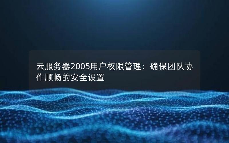 云服务器2005用户权限管理：确保团队协作顺畅的安全设置