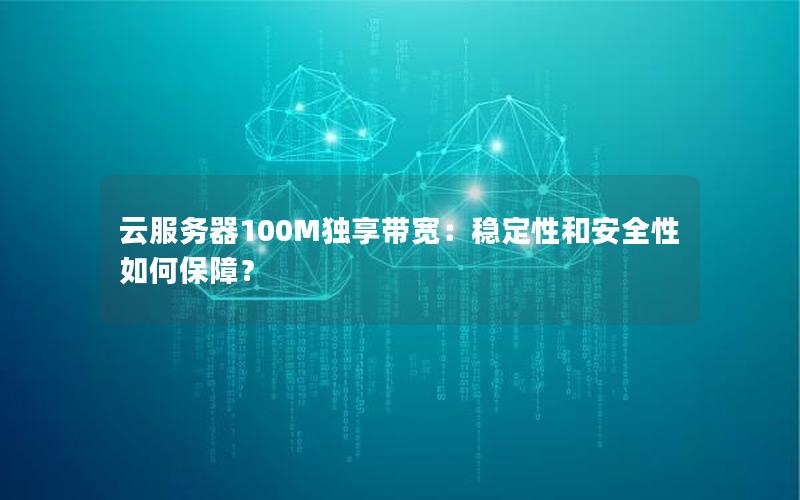 云服务器100M独享带宽：稳定性和安全性如何保障？