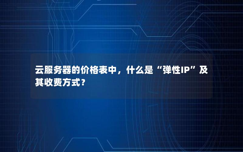 云服务器的价格表中，什么是“弹性IP”及其收费方式？