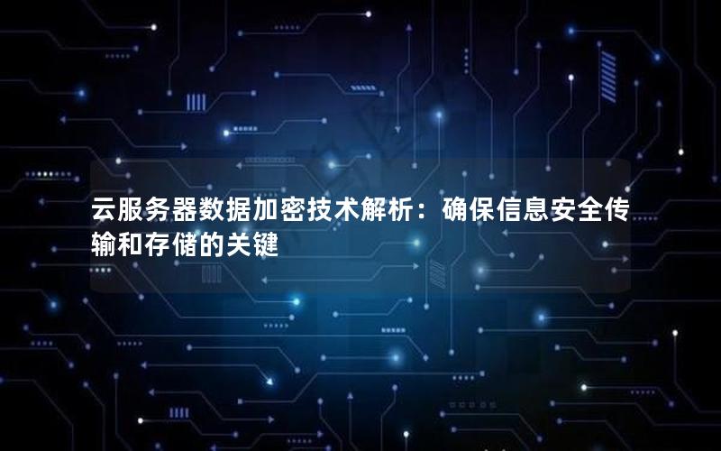 云服务器数据加密技术解析：确保信息安全传输和存储的关键