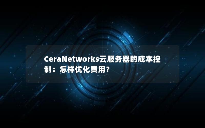 CeraNetworks云服务器的成本控制：怎样优化费用？