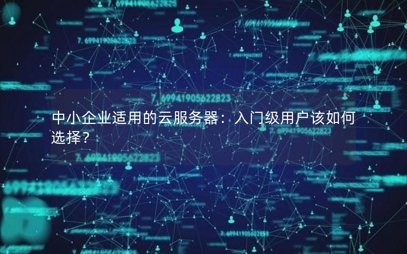 中小企业适用的云服务器：入门级用户该如何选择？