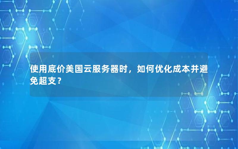 使用底价美国云服务器时，如何优化成本并避免超支？