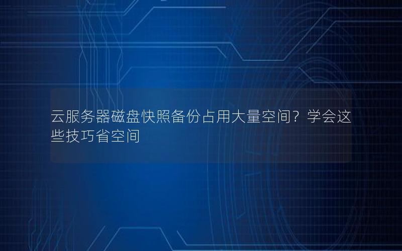 云服务器磁盘快照备份占用大量空间？学会这些技巧省空间