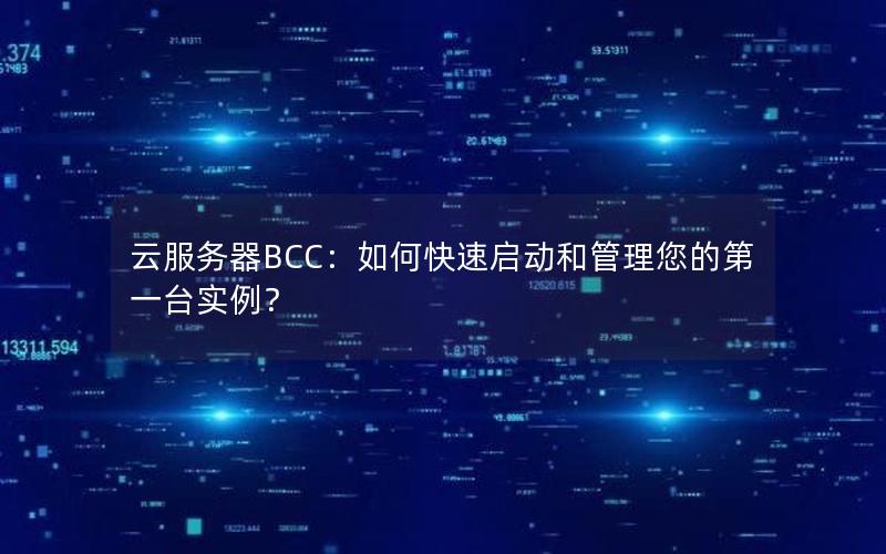 云服务器BCC：如何快速启动和管理您的第一台实例？