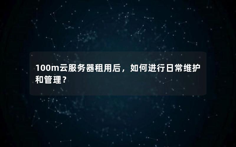 100m云服务器租用后，如何进行日常维护和管理？