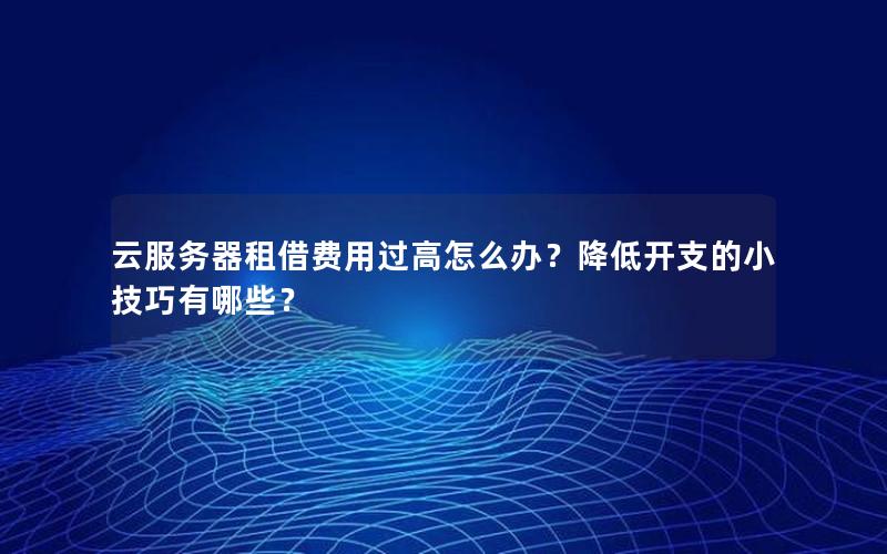 云服务器租借费用过高怎么办？降低开支的小技巧有哪些？