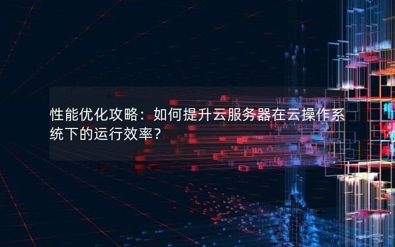 性能优化攻略：如何提升云服务器在云操作系统下的运行效率？