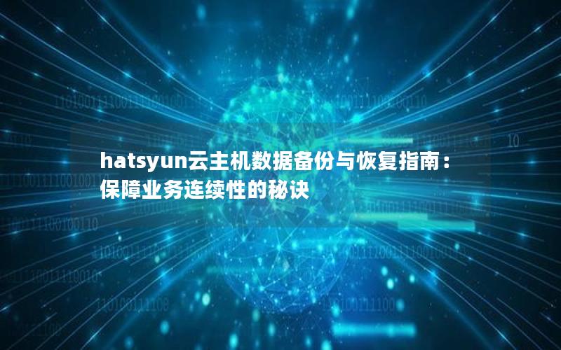 hatsyun云主机数据备份与恢复指南：保障业务连续性的秘诀