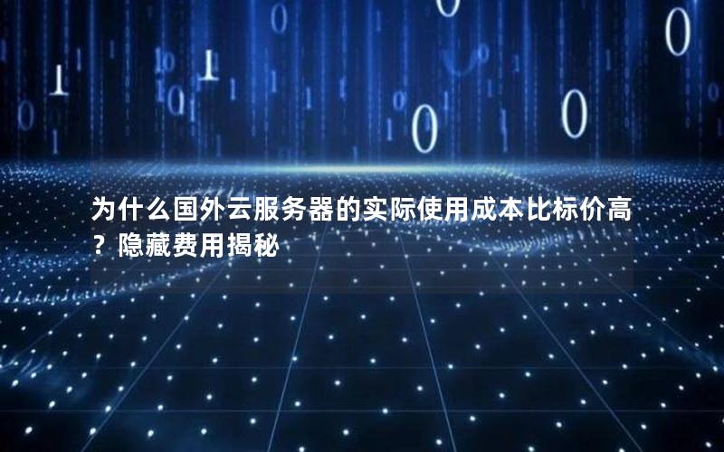 为什么国外云服务器的实际使用成本比标价高？隐藏费用揭秘