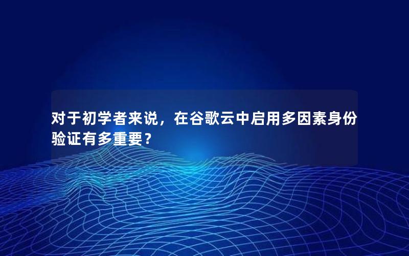 对于初学者来说，在谷歌云中启用多因素身份验证有多重要？