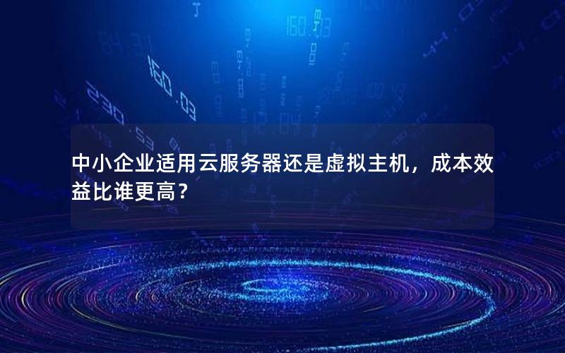 中小企业适用云服务器还是虚拟主机，成本效益比谁更高？