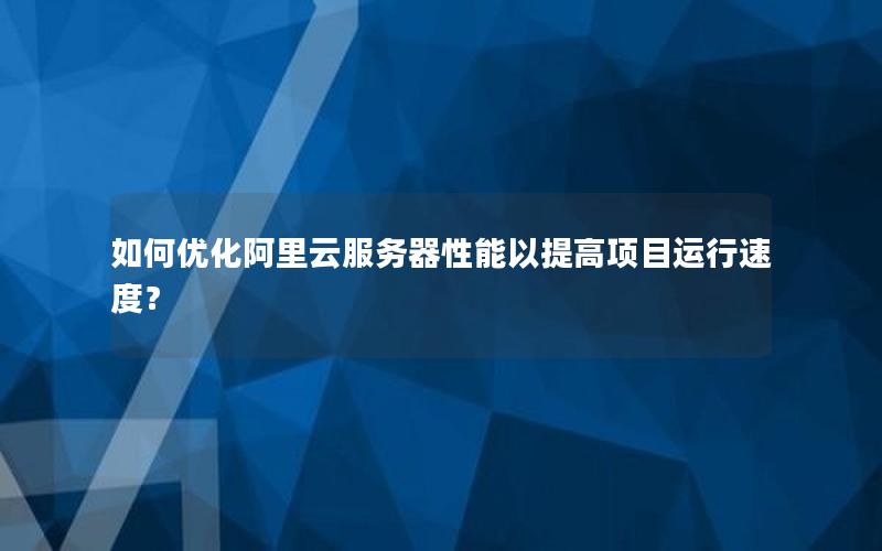 如何优化阿里云服务器性能以提高项目运行速度？