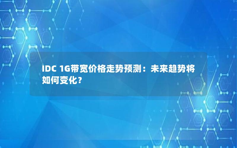 IDC 1G带宽价格走势预测：未来趋势将如何变化？