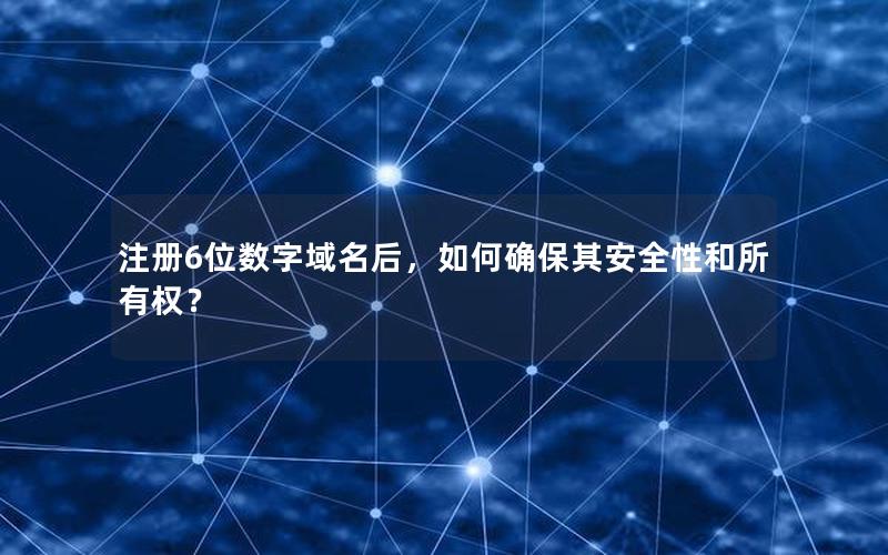 注册6位数字域名后，如何确保其安全性和所有权？