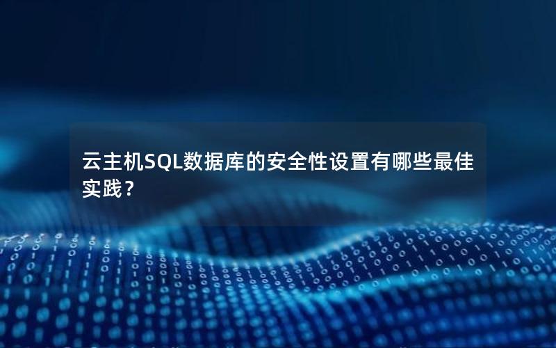 云主机SQL数据库的安全性设置有哪些最佳实践？