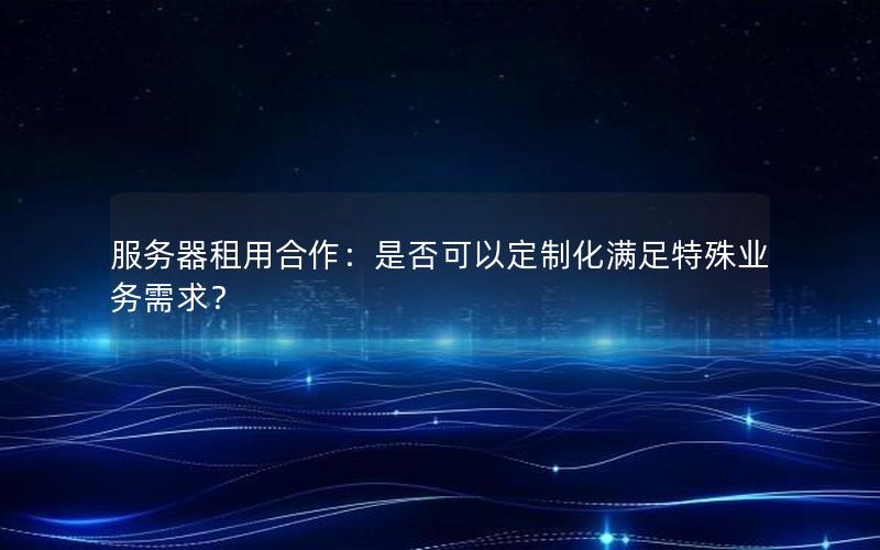 服务器租用合作：是否可以定制化满足特殊业务需求？