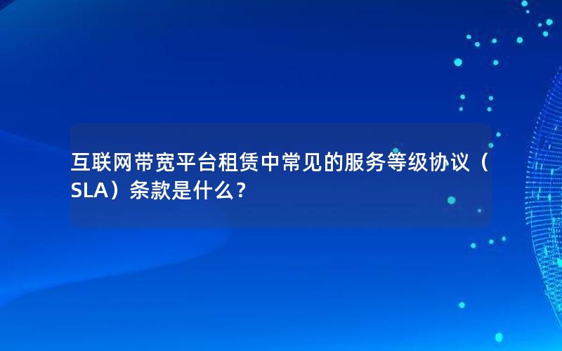 互联网带宽平台租赁中常见的服务等级协议（SLA）条款是什么？