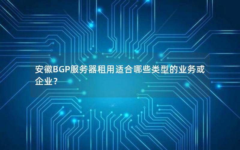 安徽BGP服务器租用适合哪些类型的业务或企业？