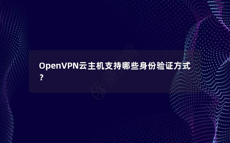 OpenVPN云主机支持哪些身份验证方式？