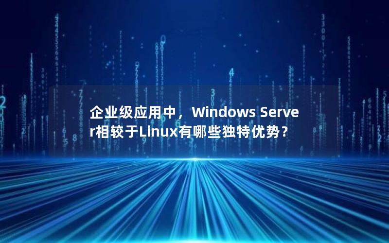 企业级应用中，Windows Server相较于Linux有哪些独特优势？