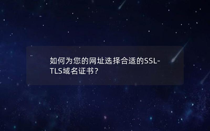 如何为您的网址选择合适的SSL-TLS域名证书？