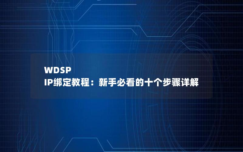 WDSP IP绑定教程：新手必看的十个步骤详解