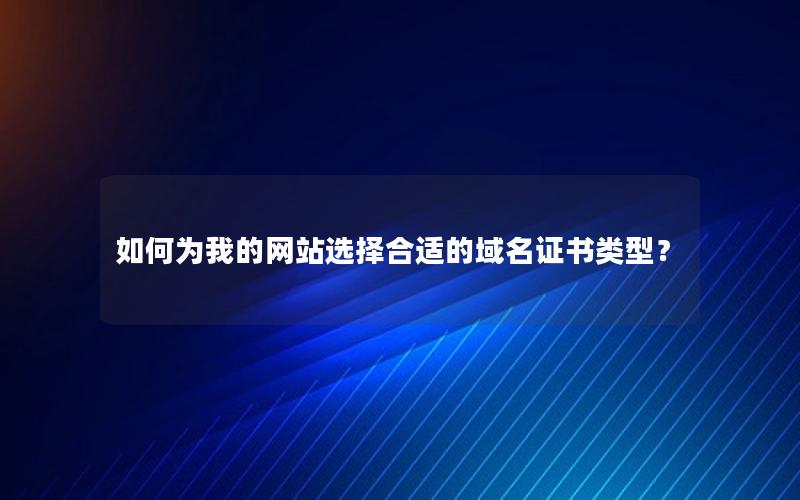 如何为我的网站选择合适的域名证书类型？