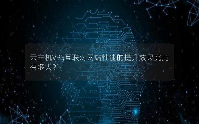 云主机VPS互联对网站性能的提升效果究竟有多大？