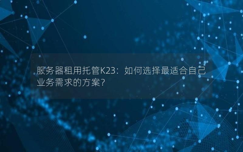 服务器租用托管K23：如何选择最适合自己业务需求的方案？