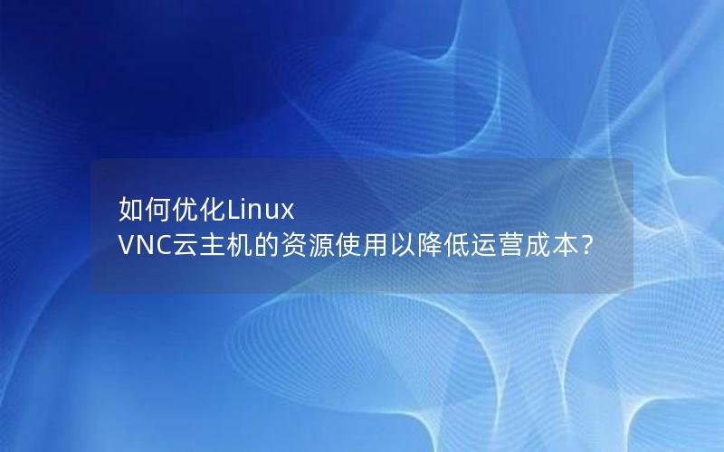 如何优化Linux VNC云主机的资源使用以降低运营成本？