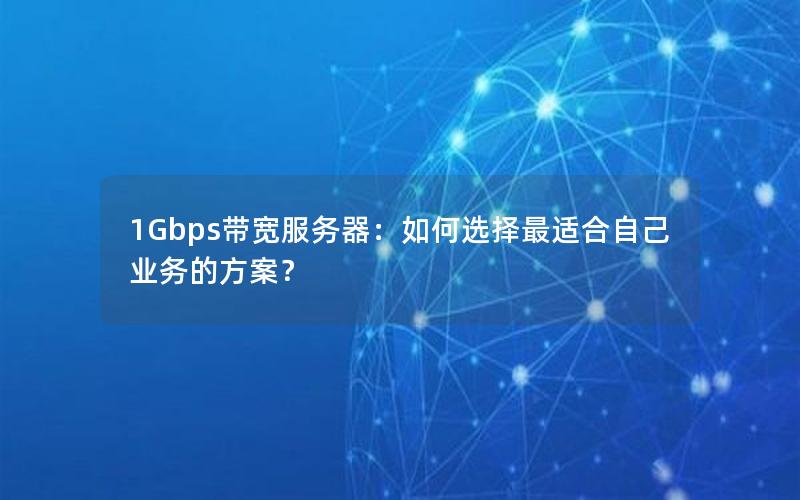 1Gbps带宽服务器：如何选择最适合自己业务的方案？